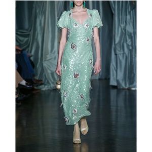 Markarian Titian crystal embellished green apple sequin dress - size 2, unworn